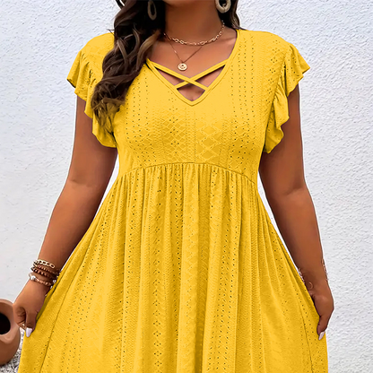 🔥 50% DE DESCONTO + COLAR GRÁTIS – Vestido Feminino com Decote V e Babados | Oferta por tempo limitado, elegante & perfeito para festas 📢⏰