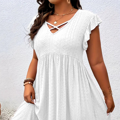 🔥 50% DE DESCONTO + COLAR GRÁTIS – Vestido Feminino com Decote V e Babados | Oferta por tempo limitado, elegante & perfeito para festas 📢⏰