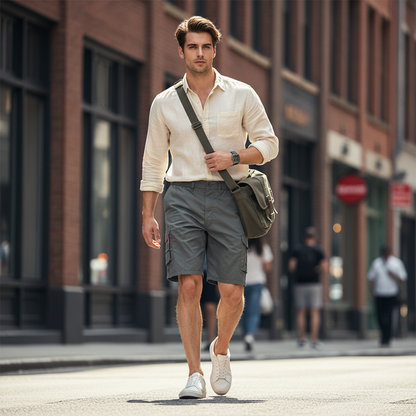 🌿🩳50 % de réduction 🔥Short cargo décontracté pour homme à taille élastiquée