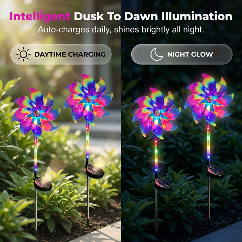 🌈 50% DE DESCONTO – Luz Solar Cata-vento para Jardim | Cores vibrantes, automática & resistente à chuva