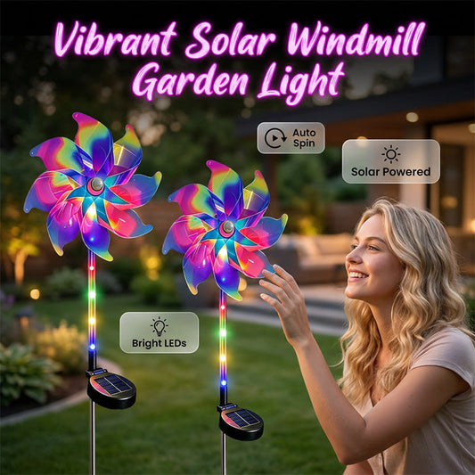 🌈 50% DE DESCONTO – Luz Solar Cata-vento para Jardim | Cores vibrantes, automática & resistente à chuva