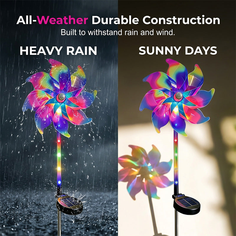 🌈 50% DE DESCONTO – Luz Solar Cata-vento para Jardim | Cores vibrantes, automática & resistente à chuva
