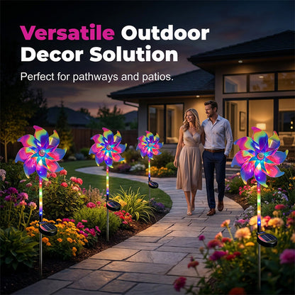 🌈 50% DE DESCONTO – Luz Solar Cata-vento para Jardim | Cores vibrantes, automática & resistente à chuva