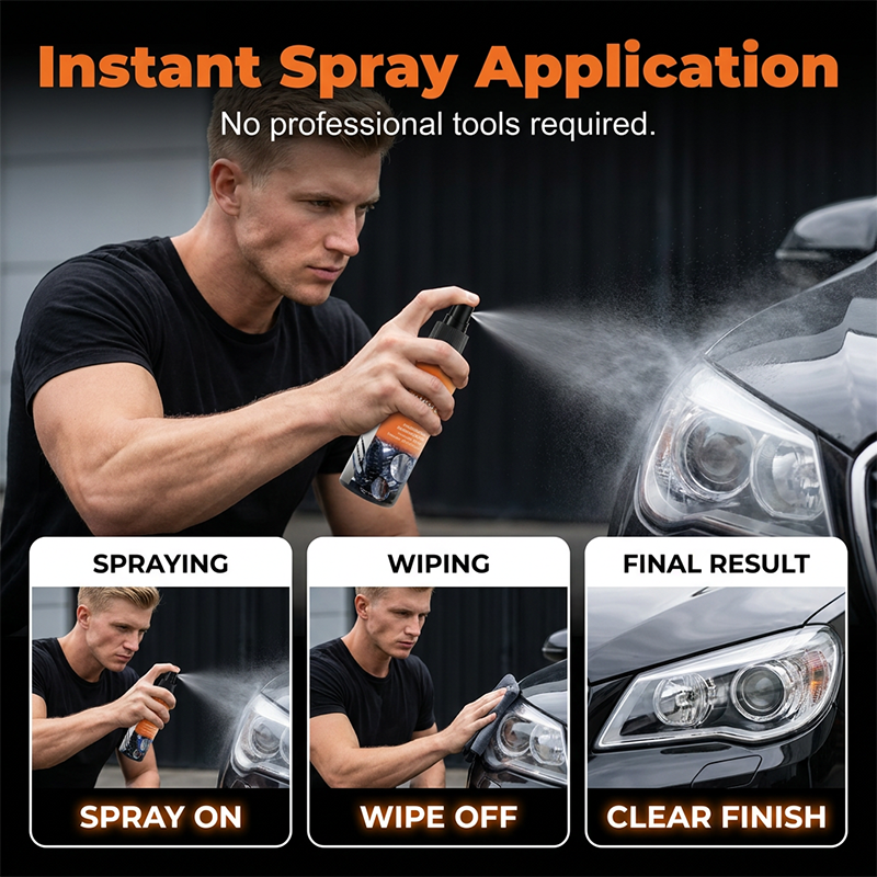 🚗 50% DE DESCONTO – Kit Spray para Restauração de Faróis | Remove opacidade & protege contra UV