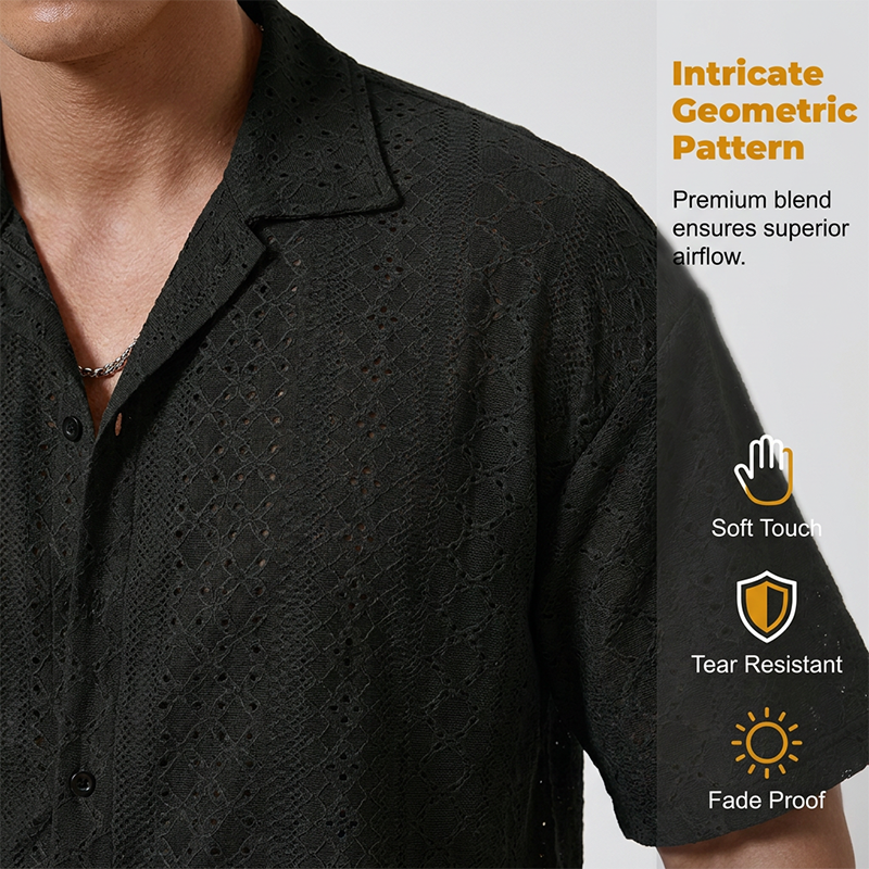 👕 50% DE DESCONTO – Camisa Masculina de Botões com Recortes | Leve, arejada & elegante para o verão