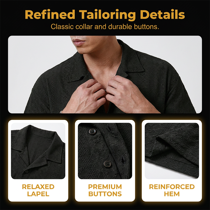 👕 50% DE DESCONTO – Camisa Masculina de Botões com Recortes | Leve, arejada & elegante para o verão