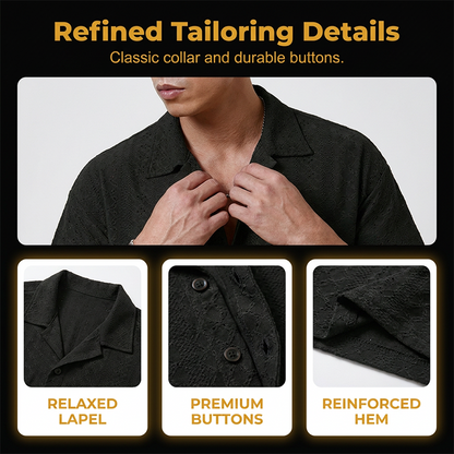 👕 50% DE DESCONTO – Camisa Masculina de Botões com Recortes | Leve, arejada & elegante para o verão