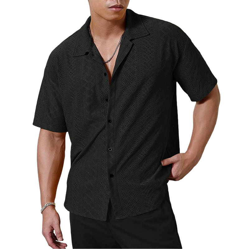 👕 50% DE DESCONTO – Camisa Masculina de Botões com Recortes | Leve, arejada & elegante para o verão