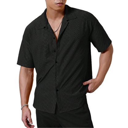 👕 50% DE DESCONTO – Camisa Masculina de Botões com Recortes | Leve, arejada & elegante para o verão