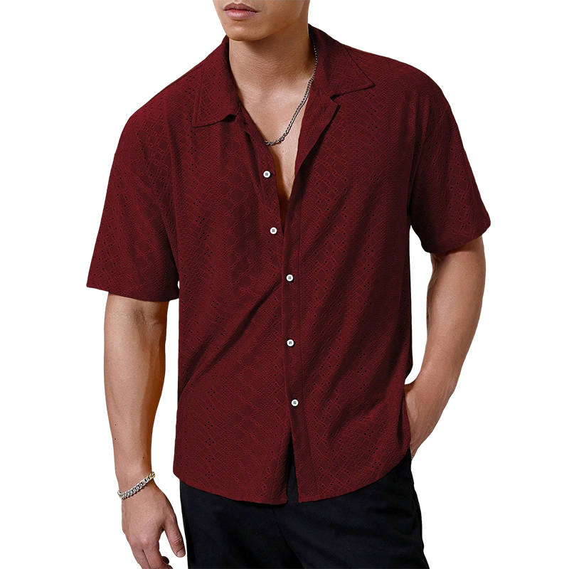 👕 50% DE DESCONTO – Camisa Masculina de Botões com Recortes | Leve, arejada & elegante para o verão