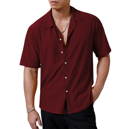 👕 50% DE DESCONTO – Camisa Masculina de Botões com Recortes | Leve, arejada & elegante para o verão