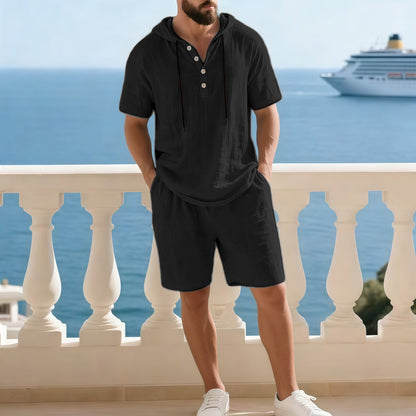 👕 50% DE DESCONTO – Conjunto de Verão para Homem | Camisa casual e short – Confortável & respirável