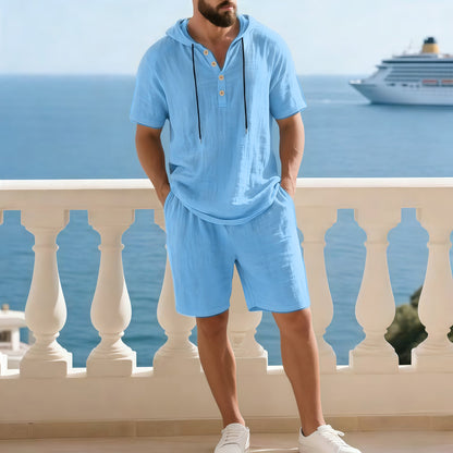 👕 50% DE DESCONTO – Conjunto de Verão para Homem | Camisa casual e short – Confortável & respirável
