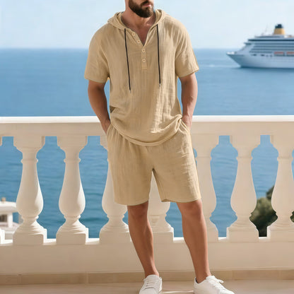 👕 50% DE DESCONTO – Conjunto de Verão para Homem | Camisa casual e short – Confortável & respirável