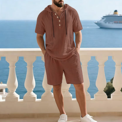 👕 50% DE DESCONTO – Conjunto de Verão para Homem | Camisa casual e short – Confortável & respirável
