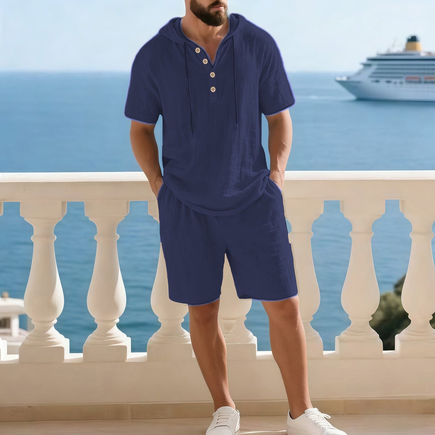 👕 50% DE DESCONTO – Conjunto de Verão para Homem | Camisa casual e short – Confortável & respirável