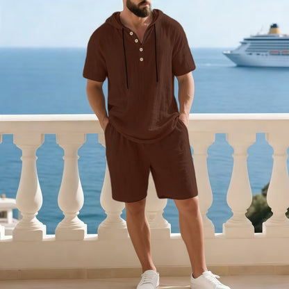 👕 50% DE DESCONTO – Conjunto de Verão para Homem | Camisa casual e short – Confortável & respirável