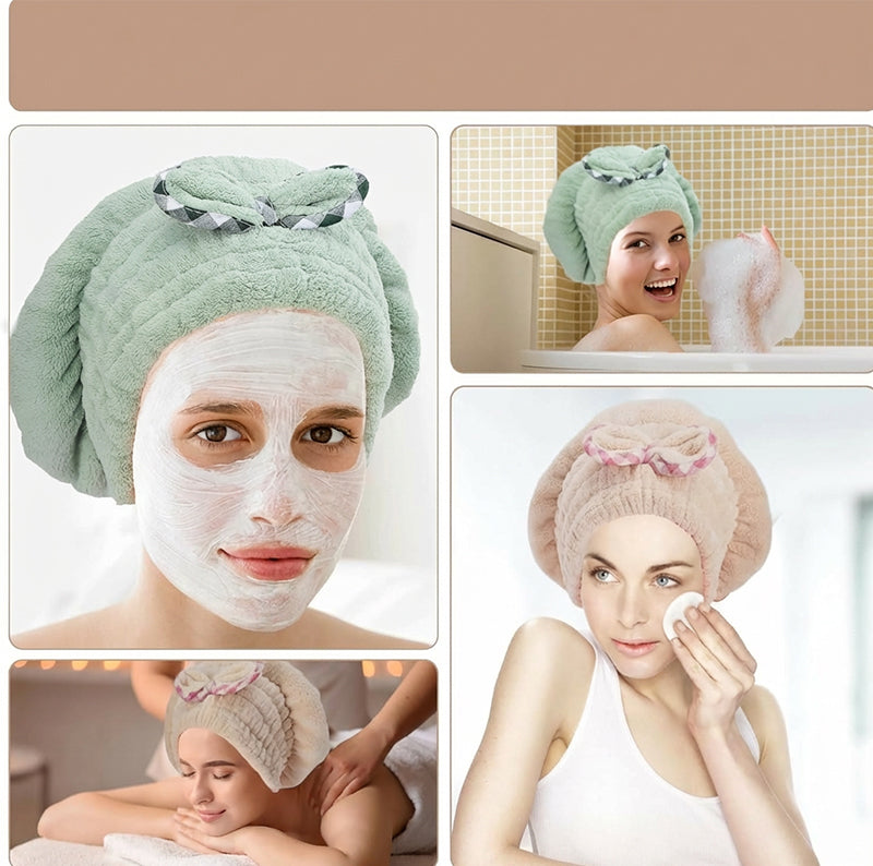🧖‍♀️ 50% DE DESCONTO – Turbante de Cabelo em Tecido Felpudo | Secagem suave, confortável & prático