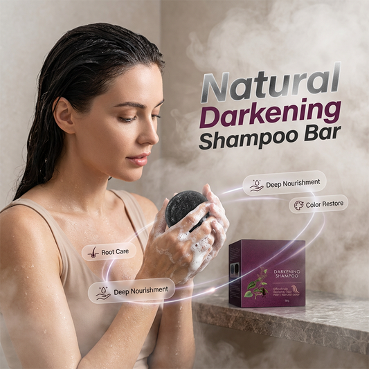 🖤 50% DE DESCONTO – Shampoo Sólido para Cabelos Grisalhos | Escurecimento gradual, nutrição & ingredientes naturais