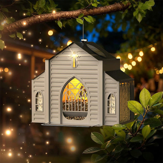 🐦 50% DE DESCONTO – Alimentador de Pássaros Solar em Forma de Templo | Decoração automática, sustentável & resistente à chuva