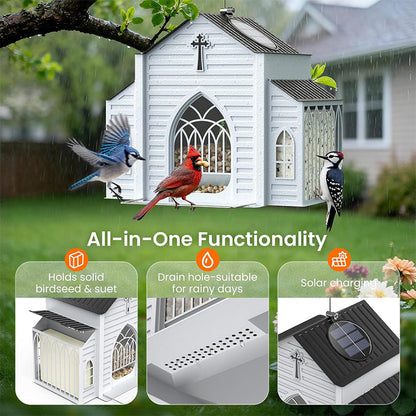 🐦 50% DE DESCONTO – Alimentador de Pássaros Solar em Forma de Templo | Decoração automática, sustentável & resistente à chuva