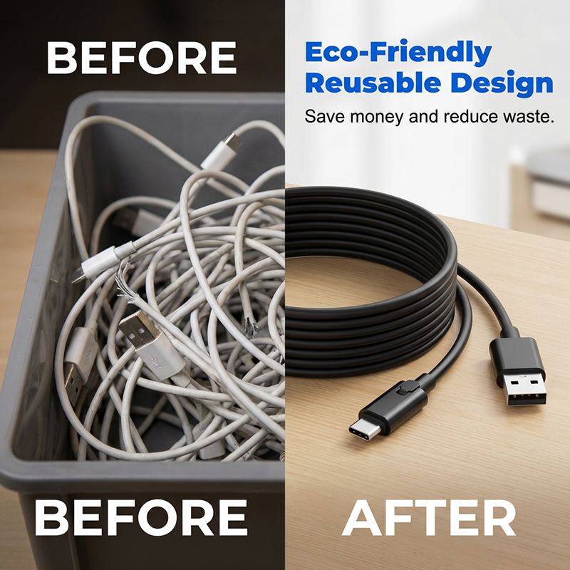 🔌 50% DE DESCONTO – Cabo USB-C de Corte e Reparo | Carregamento rápido, ajustável & durável