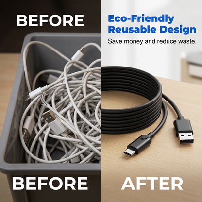 🔌 50% DE DESCONTO – Cabo USB-C de Corte e Reparo | Carregamento rápido, ajustável & durável