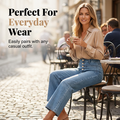 Women's Casual Wide-Leg Jeans with Patch Pockets
