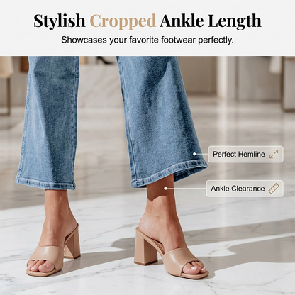 Women's Casual Wide-Leg Jeans with Patch Pockets