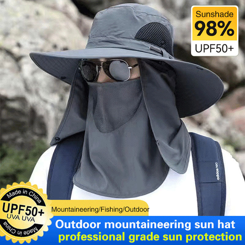 Chapéu de sol profissional para atividades ao ar livre 🛡️, com aba larga e proteção UPF 50+, design respirável, proteção contra o sol e insetos — a escolha ideal para caminhadas de verão