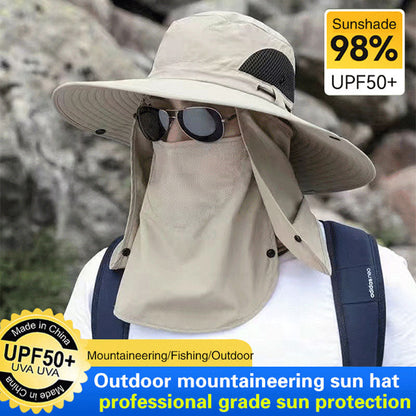 Chapéu de sol profissional para atividades ao ar livre 🛡️, com aba larga e proteção UPF 50+, design respirável, proteção contra o sol e insetos — a escolha ideal para caminhadas de verão