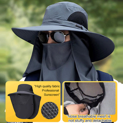 Chapéu de sol profissional para atividades ao ar livre 🛡️, com aba larga e proteção UPF 50+, design respirável, proteção contra o sol e insetos — a escolha ideal para caminhadas de verão