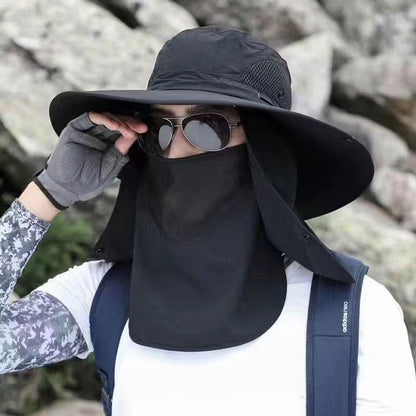 Chapéu de sol profissional para atividades ao ar livre 🛡️, com aba larga e proteção UPF 50+, design respirável, proteção contra o sol e insetos — a escolha ideal para caminhadas de verão