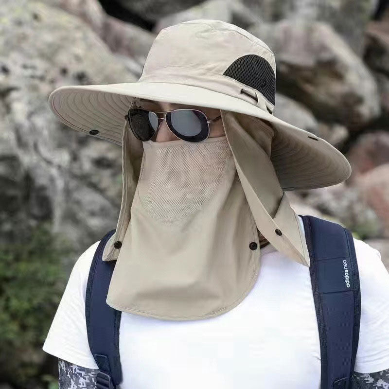 Chapéu de sol profissional para atividades ao ar livre 🛡️, com aba larga e proteção UPF 50+, design respirável, proteção contra o sol e insetos — a escolha ideal para caminhadas de verão