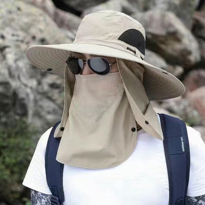Chapéu de sol profissional para atividades ao ar livre 🛡️, com aba larga e proteção UPF 50+, design respirável, proteção contra o sol e insetos — a escolha ideal para caminhadas de verão