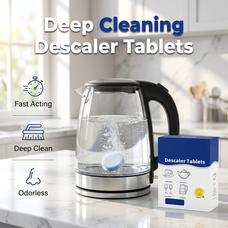 🧼 50% DE DESCONTO – Pastilhas Efervescentes Anti-Calcário | Remove resíduos, ação profunda & multiuso