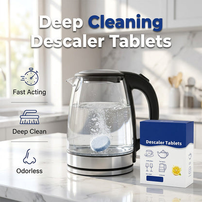 🧼 50% DE DESCONTO – Pastilhas Efervescentes Anti-Calcário | Remove resíduos, ação profunda & multiuso