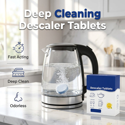 🧼 50% DE DESCONTO – Pastilhas Efervescentes Anti-Calcário | Remove resíduos, ação profunda & multiuso