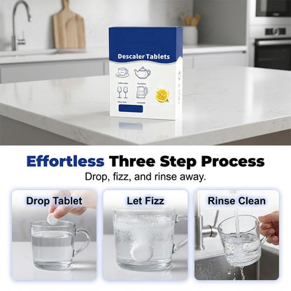 🧼 50% DE DESCONTO – Pastilhas Efervescentes Anti-Calcário | Remove resíduos, ação profunda & multiuso