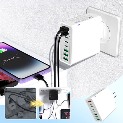 🔌 50% DE DESCONTO – Carregador Multi-Porta 150W Ultra-Rápido | 8 portas USB, carregamento simultâneo & proteção inteligente ⚡
