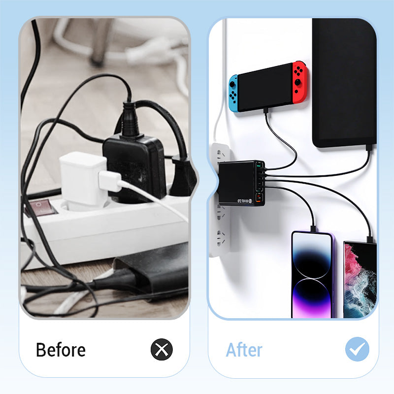 🔌 50% DE DESCONTO – Carregador Multi-Porta 150W Ultra-Rápido | 8 portas USB, carregamento simultâneo & proteção inteligente ⚡