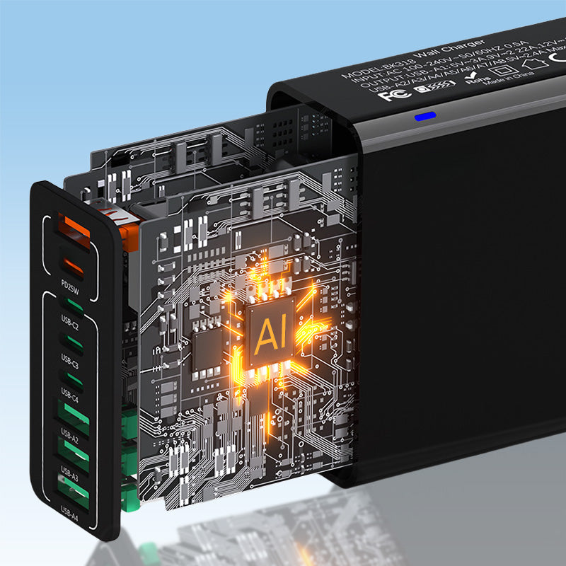 🔌 50% DE DESCONTO – Carregador Multi-Porta 150W Ultra-Rápido | 8 portas USB, carregamento simultâneo & proteção inteligente ⚡