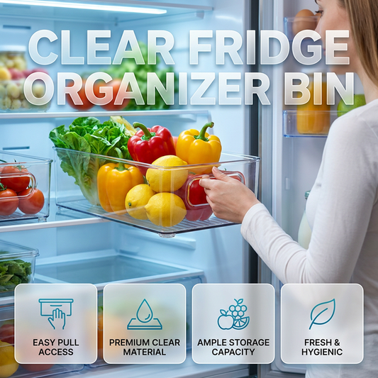 🧊 50% DE DESCONTO – Organizador de Geladeira Empilhável com Alças | Transparente, otimiza espaço & fácil de limpar