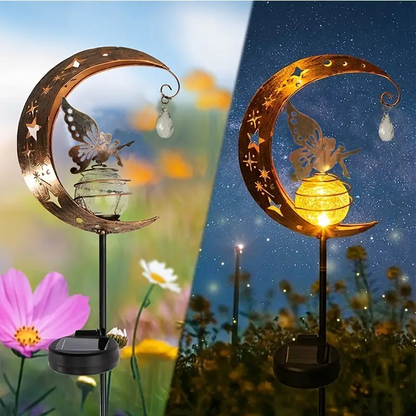 🌙 50% DE DESCONTO – Luz Solar de Jardim em Forma de Lua e Fada | Decoração noturna automática & resistente à chuva
