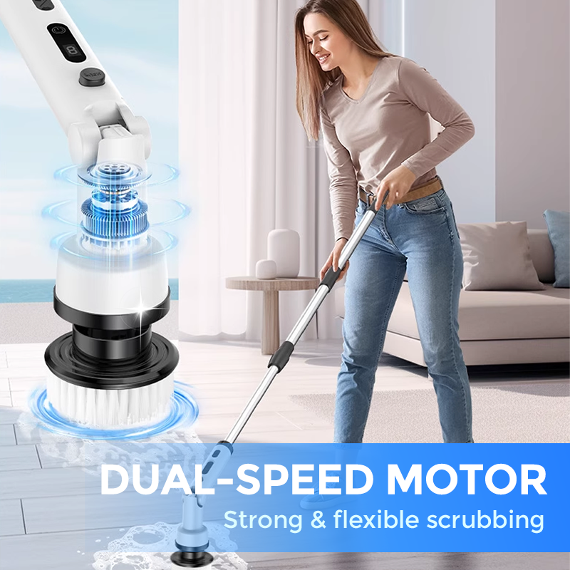 🧹50% DE DESCONTO – Escova Elétrica Multifuncional com Cabo Extensível | Alcança lugares altos, remove gordura & fácil de usar