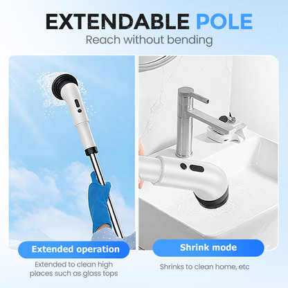 🧹50% DE DESCONTO – Escova Elétrica Multifuncional com Cabo Extensível | Alcança lugares altos, remove gordura & fácil de usar