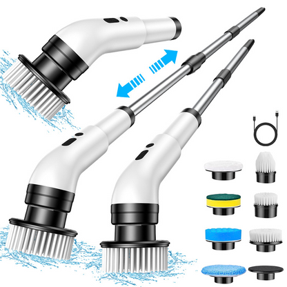 🧹50% DE DESCONTO – Escova Elétrica Multifuncional com Cabo Extensível | Alcança lugares altos, remove gordura & fácil de usar