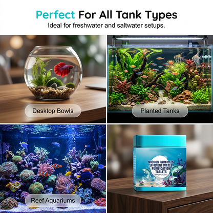 🐠 50% DE DESCONTO – Pastilhas Purificadoras para Aquário | Água cristalina, eficientes & seguras para peixes