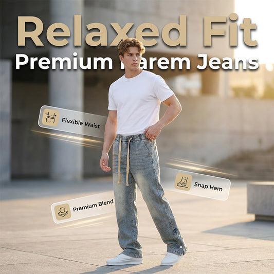 Men's All-Season Wide-Leg Drawstring Jeans