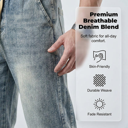 Men's All-Season Wide-Leg Drawstring Jeans
